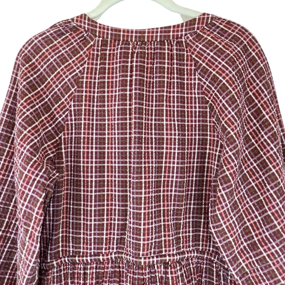 NEW Madewell Seersucker Wrap Mini Dress in Dark Merlot StripSz XS NWT - Picture 7 of 15